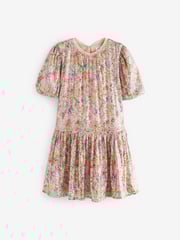 Pink/Purple/Orange Floral Print Sequin Occasion Party Dress (3-16yrs) - Image 6 of 7