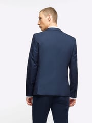 River Island Blue Skinny 100% Cotton Twill Suit Jacket - Image 2 of 2