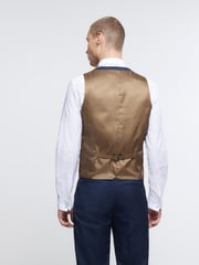 River Island Navy Blue Skinny Fit Twill 100% Cotton Waistcoat - Image 2 of 4