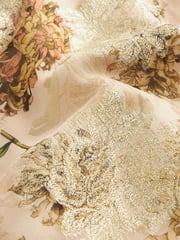 Neutral Floral Metallic V-Neck Maxi Chiffon Dress - Image 5 of 5