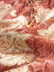 Coral Pink Metallic V-Neck Maxi Chiffon Dress - Image 6 of 6