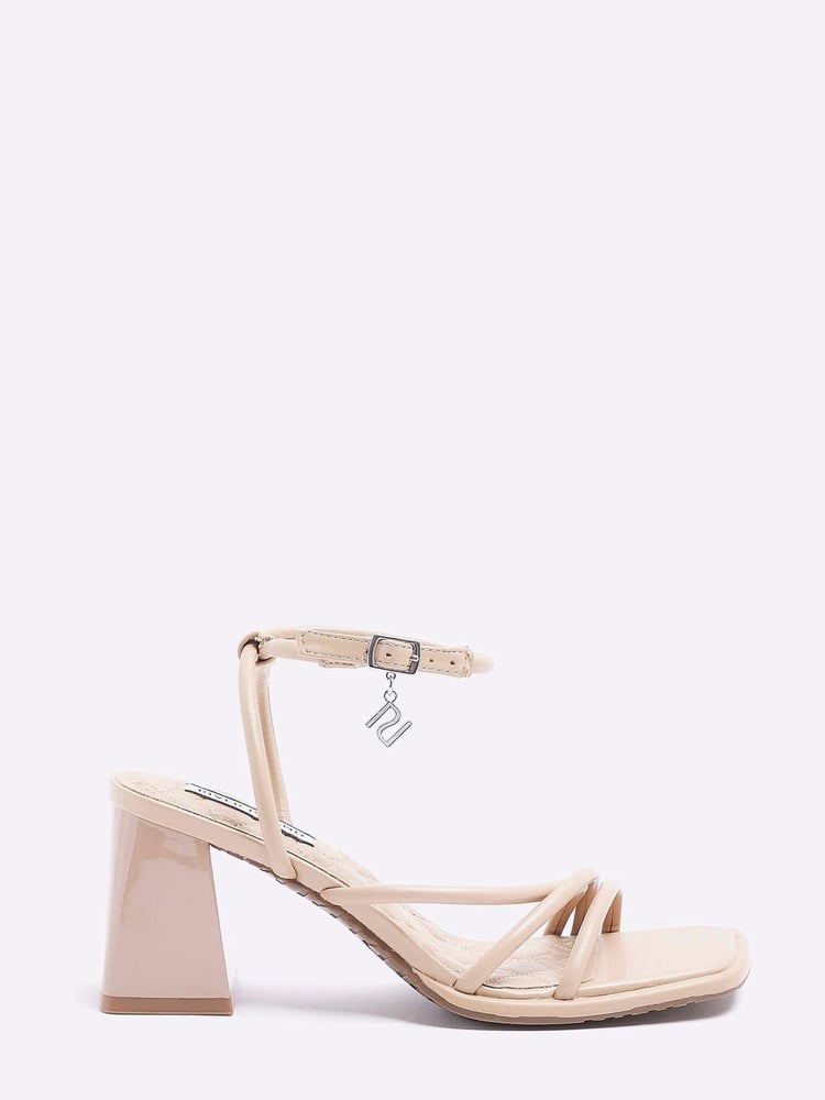 River Island Beige Strappy Block Heeled Sandals - Image 1 of 4