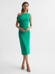 Reiss Green Zaria Off-Shoulder Bodycon Midi Dress - Image 1 of 6
