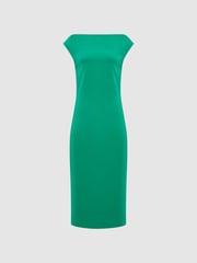 Reiss Green Zaria Off-Shoulder Bodycon Midi Dress - Image 2 of 6