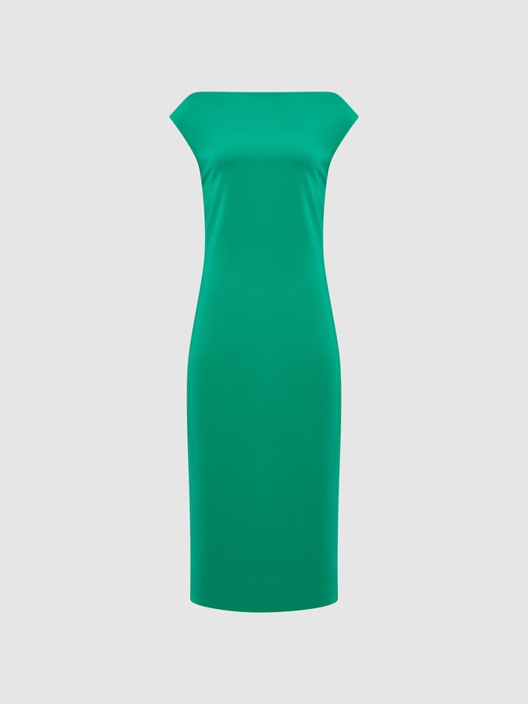 Reiss Green Zaria Off-Shoulder Bodycon Midi Dress - Image 2 of 6