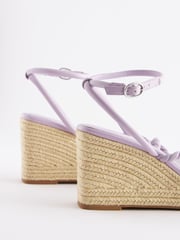Lilac Purple Forever Comfort® Twist Strap Detail Square Toe Wedge Sandals - Image 5 of 6