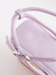 Lilac Purple Forever Comfort® Twist Strap Detail Square Toe Wedge Sandals - Image 6 of 6