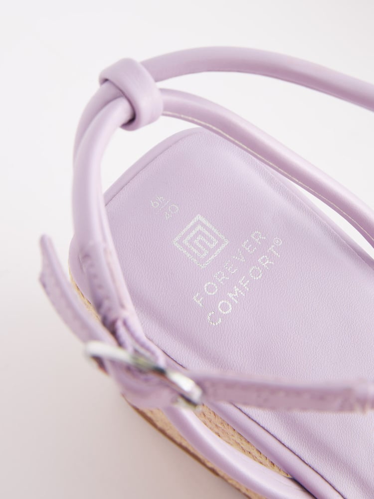 Lilac Purple Forever Comfort® Twist Strap Detail Square Toe Wedge Sandals - Image 6 of 6