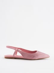 Pink Forever Comfort Bling Point Toe Slingback Flats - Image 2 of 5