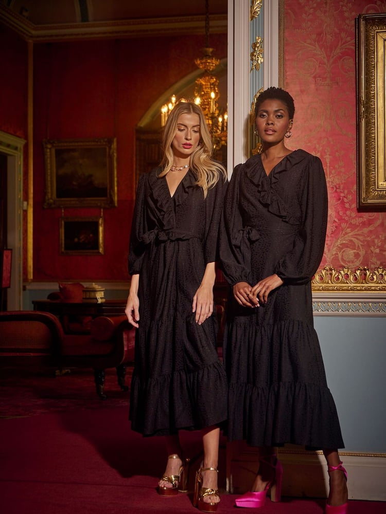 Another Sunday Wrap Over Midi Dress With Ruffle Detail - Image 2 of 11
