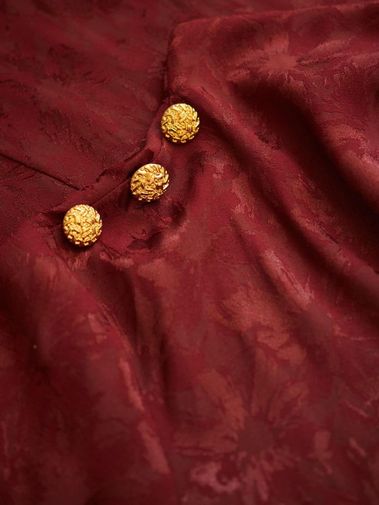 Another Sunday One Shoulder Jacquard Midi Dress With Gold Buttons - Image 8 of 8