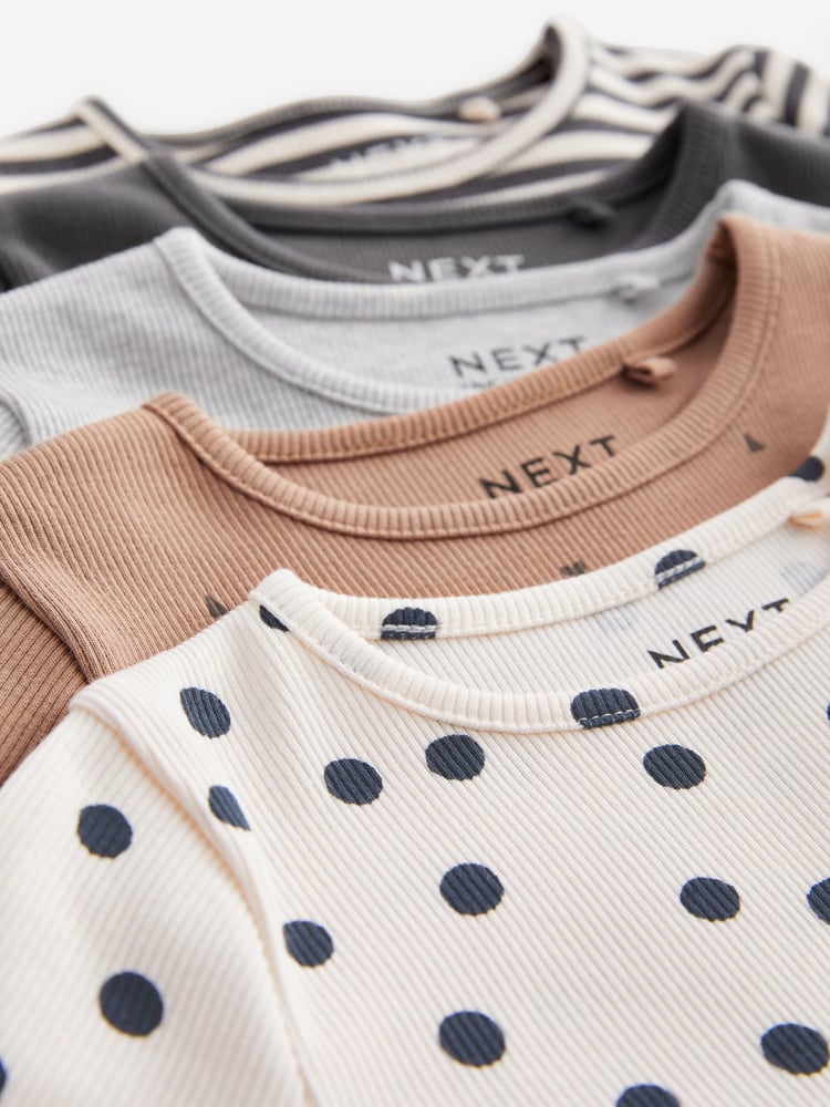 Monochrome Ribbed Long Sleeve Tops 5 Pack (3mths-7yrs) - Image 2 of 3 Monochrome Ribbed Long Sleeve Tops 5 Pack (3mths-7yrs) - Image 2 of 3