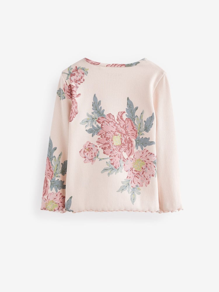 Pink Floral Ribbed Long Sleeve Tops 5 Pack (3mths-7yrs) - Image 2 of 2 Pink Floral Ribbed Long Sleeve Tops 5 Pack (3mths-7yrs) - Image 2 of 2