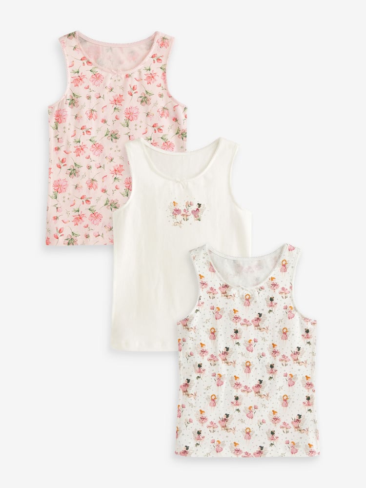 Pink/Cream Fairy Vest 3 Pack (1.5-12yrs) - Image 1 of 5