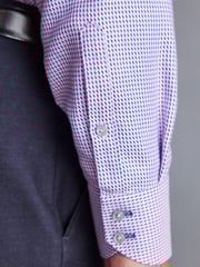 Pink Regular Fit Single Cuff Signature Textured Trimmed Formal Shirt - Image 6 of 9