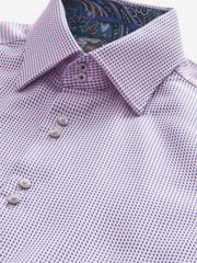 Pink Regular Fit Single Cuff Signature Textured Trimmed Formal Shirt - Image 8 of 9