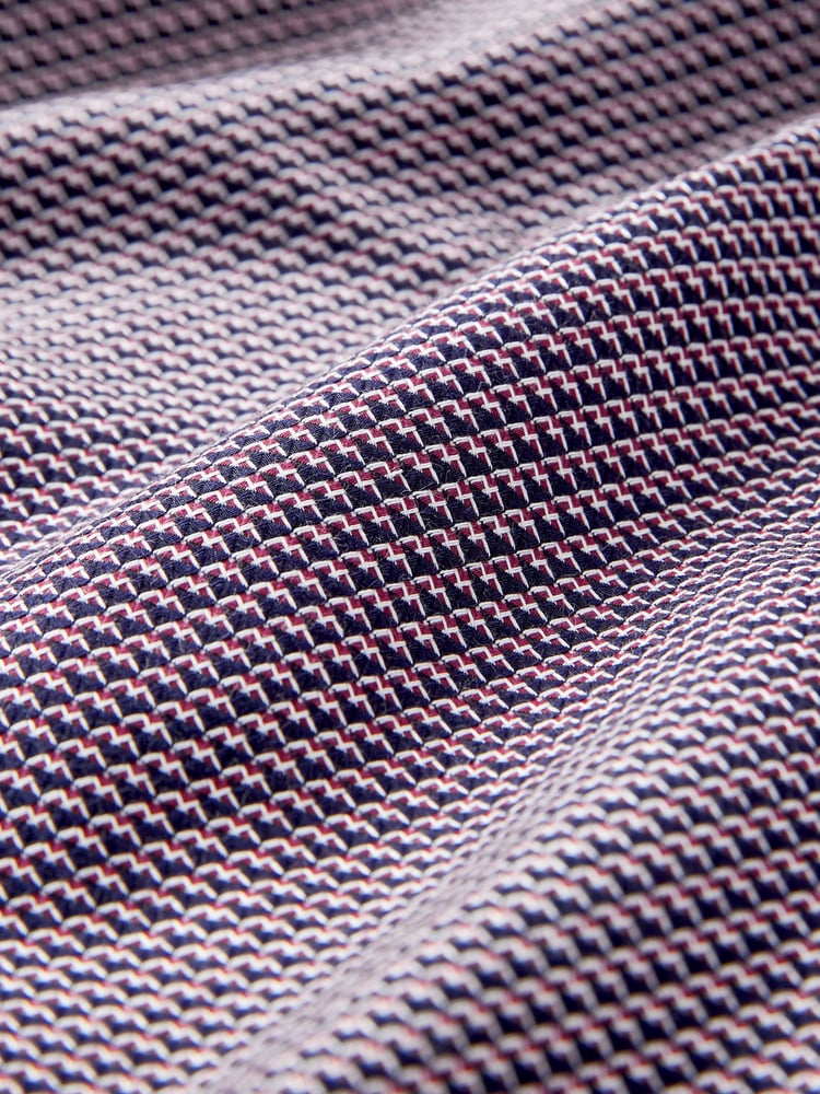 Brown/Navy Blue Regular Fit Single Cuff Signature Textured Trimmed Formal Shirt - Image 7 of 7