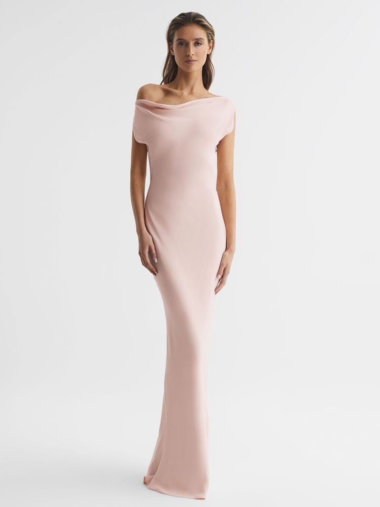 Reiss Nude Loretta Off-The-Shoulder Maxi Dress - Image 1 of 6