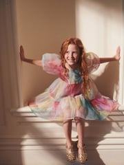 Rainbow Watercolour Tiered Organza Dress (3-16yrs) - Image 1 of 7