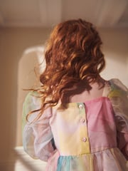 Rainbow Watercolour Tiered Organza Dress (3-16yrs) - Image 3 of 7