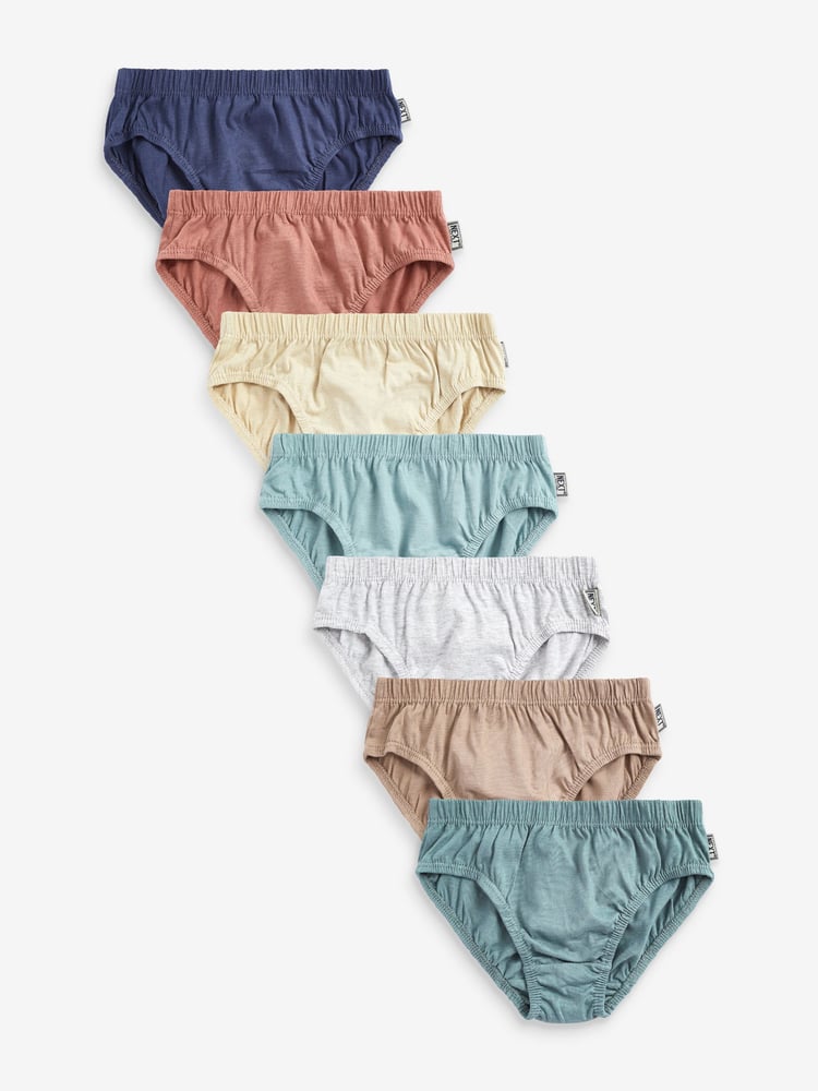 Scandi Colours 100% Cotton Briefs 7 Pack (1.5-16yrs) - Image 1 of 9 Scandi Colours 100% Cotton Briefs 7 Pack (1.5-16yrs) - Image 1 of 9