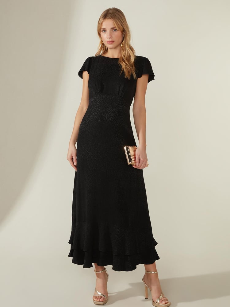 Ro&Zo Black Phoebe Scoop Back Peplum Hem Dress - Image 1 of 4