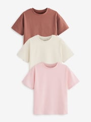 Pink/Ecru/Brown Oversized T-Shirts 3 Pack (3-16yrs) - Image 1 of 3
