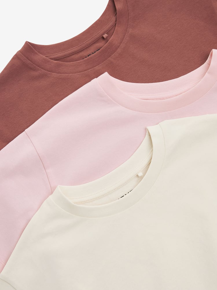 Pink/Ecru/Brown Oversized T-Shirts 3 Pack (3-16yrs) - Image 3 of 3