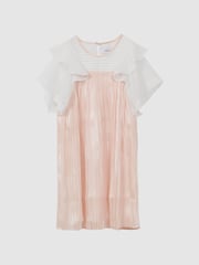 Reiss Pink Dina 9-14 yrs Pleated Metallic Dress - Image 2 of 5