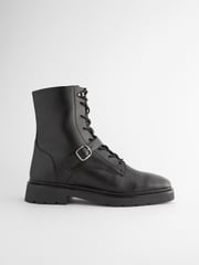 Black Forever Comfort® Lace Up Strap Detail Ankle Boots - Image 2 of 6
