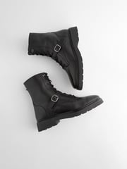 Black Forever Comfort® Lace Up Strap Detail Ankle Boots - Image 4 of 6