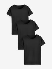 Black 100% Cotton Short Sleeve Vests 3 Pack (1.5-16yrs) - Image 1 of 3