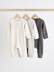 Neutral Baby Footless 2 Way Zip 100% Cotton Sleepsuits 3 Pack (0mths-3yrs) - Image 1 of 8