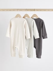 Neutral Baby Footless 2 Way Zip 100% Cotton Sleepsuits 3 Pack (0mths-3yrs) - Image 2 of 8