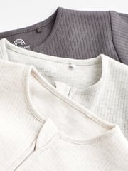 Neutral Baby Footless 2 Way Zip 100% Cotton Sleepsuits 3 Pack (0mths-3yrs) - Image 4 of 8