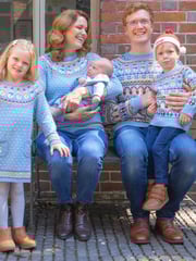 JoJo Maman Bébé Blue Mens Snowman Fair Isle Pattern Jumper - Image 2 of 4