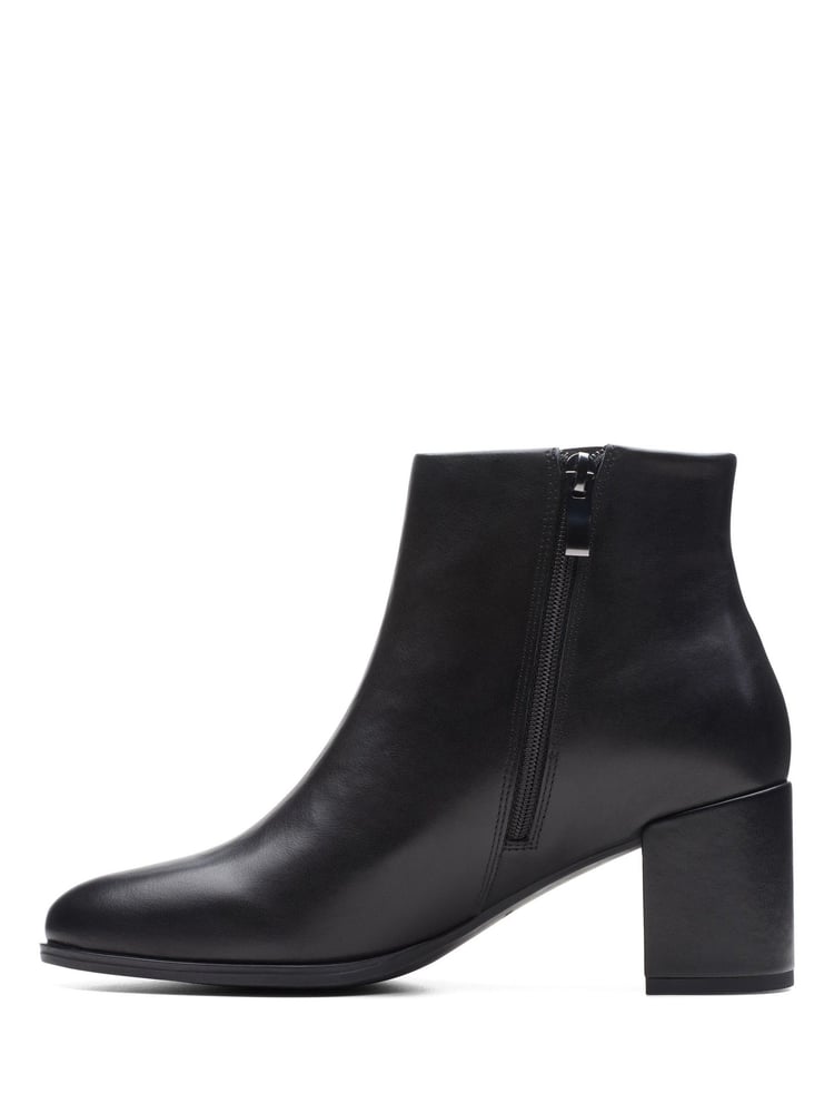 Clarks Black Standard Fit (F) Leather Freva55 Zip Boots - Image 2 of 7
