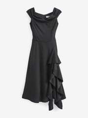 Jolie Moi Black Desiree Frill Fit & Flare Dress - Image 7 of 7