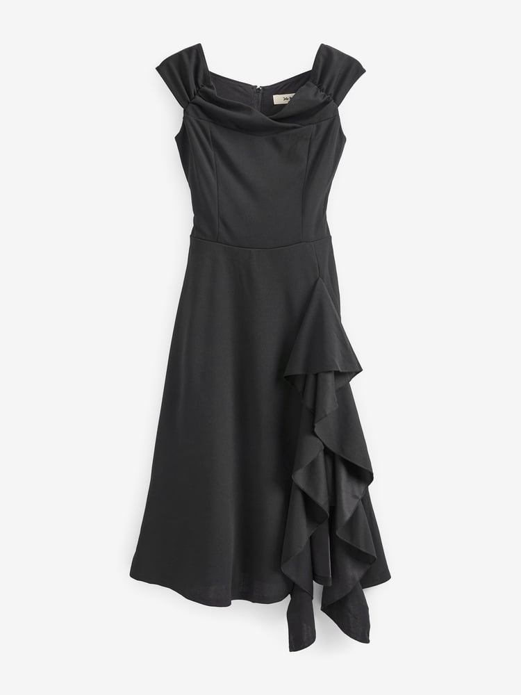 Jolie Moi Black Desiree Frill Fit & Flare Dress - Image 7 of 7
