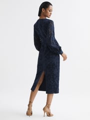 Reiss Navy Zena Lace Cut-Out Midi Dress - Image 5 of 7