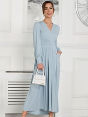 Jolie Moi Blue Rashelle Jersey Long Sleeve Maxi Dress - Image 1 of 5