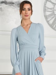 Jolie Moi Blue Rashelle Jersey Long Sleeve Maxi Dress - Image 4 of 5