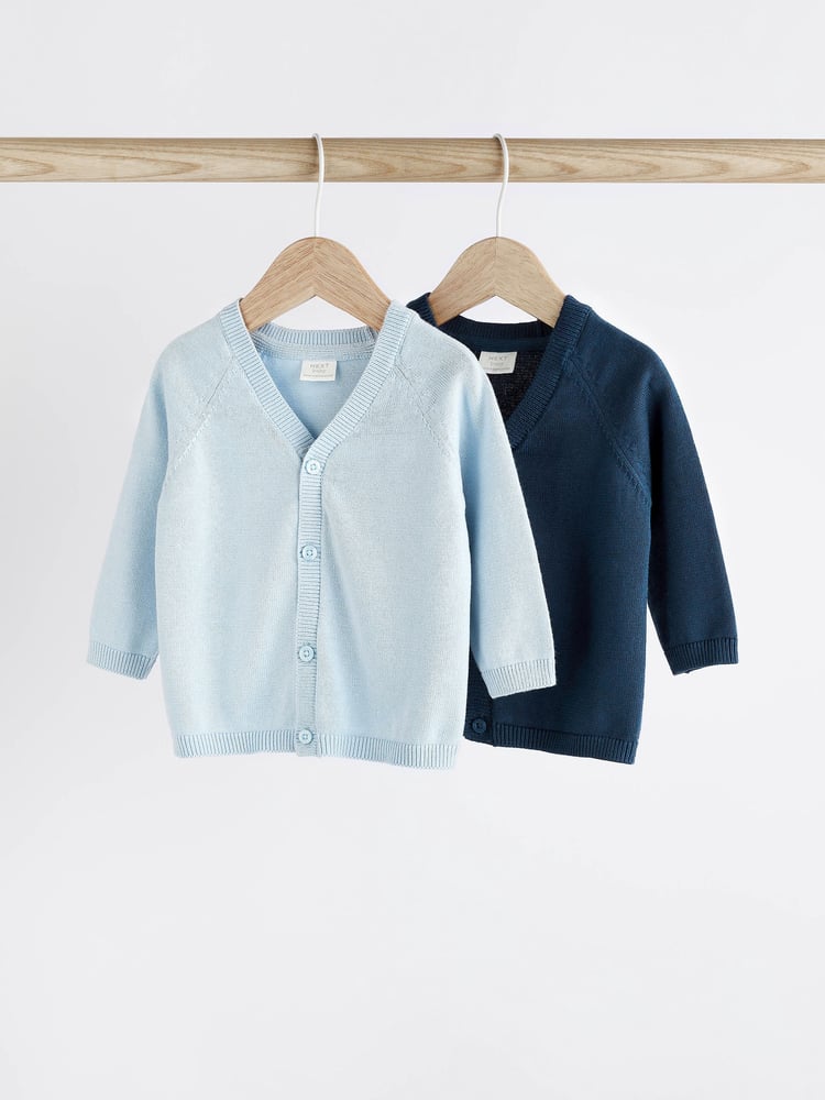 Blue & Navy 100% Cotton Cardigans 2 Pack (0mths-3yrs) - Image 1 of 7