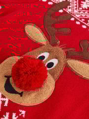 Red Reindeer Fairisle Pattern Knitted Christmas Jumper (3mths-16yrs) - Image 4 of 6
