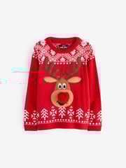 Red Reindeer Fairisle Pattern Knitted Christmas Jumper (3mths-16yrs) - Image 5 of 6