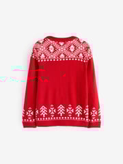 Red Reindeer Fairisle Pattern Knitted Christmas Jumper (3mths-16yrs) - Image 6 of 6