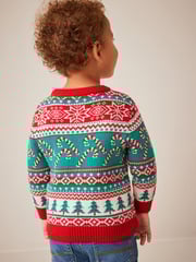 Red/Green Candy Cane Fairisle Pattern Knitted Christmas Jumper (3mths-7yrs) - Image 3 of 7