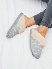 Grey Mr Fox Scion at Next Suede Mule Slippers - Image 1 of 7