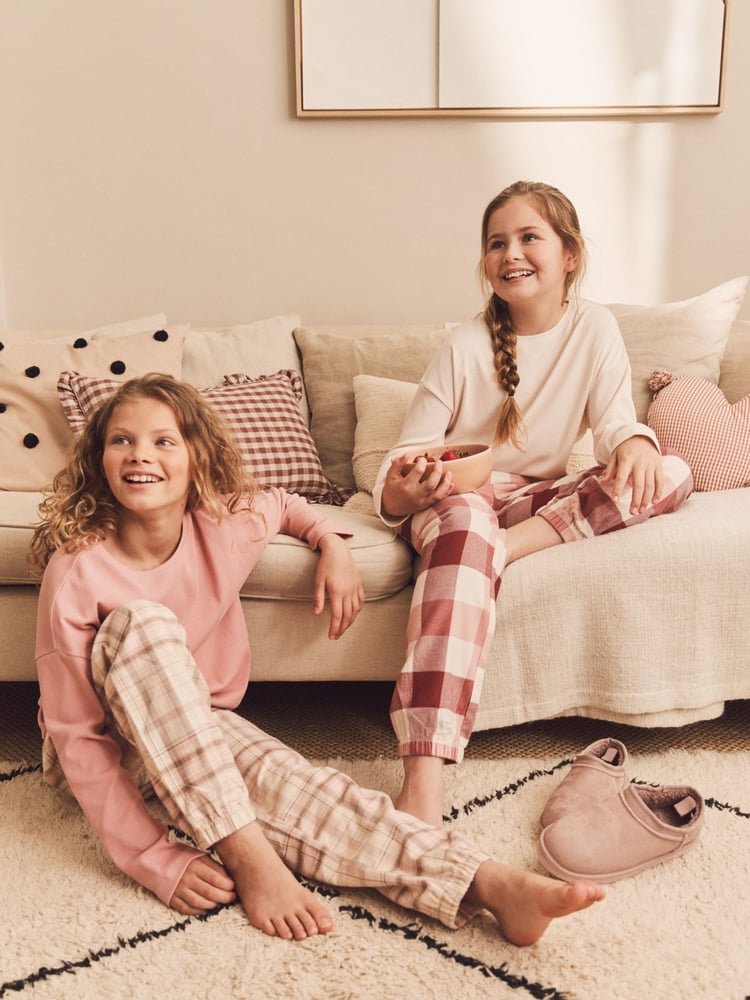 Pink/Cream Woven Check Pyjamas 2 Packs (3-16yrs) - Image 1 of 5