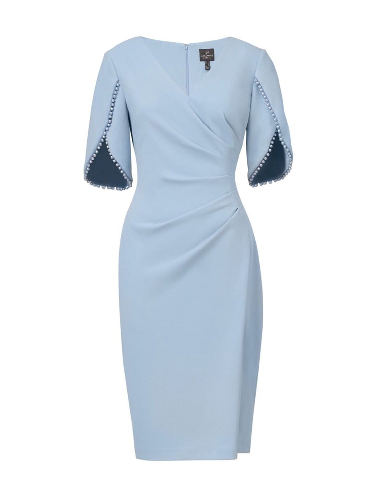 Adrianna Papell Knit Crepe Pearl Trim Dress - Image 5 of 5